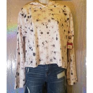 SO Size Medium White, Pink and Gray Tie Dye Cropped Hoodie